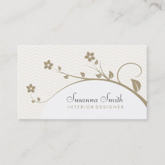 Elegante tarjeta profesional con flores y chevrón visitekaartje
