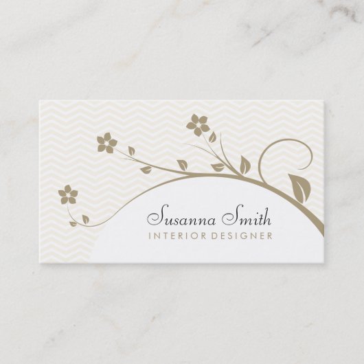 Elegante tarjeta profesional con flores y chevrón visitekaartje (Voorkant)