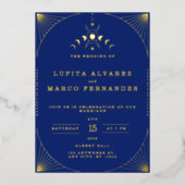 Elegante Tarot Goud Navy Folie Bruiloft  Uitnodiging (Voorkant)