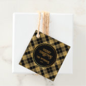 Elegante Tartan Black Gold Glitter Bedankjes Labels (In situ)