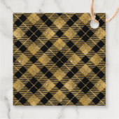 Elegante Tartan Black Gold Glitter Bedankjes Labels (Achterkant)