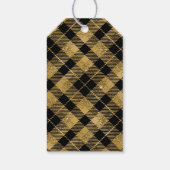 Elegante Tartan Black Gold Glitter Cadeaulabel (Achterkant)
