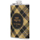 Elegante Tartan Black Gold Glitter Heupfles (Links)