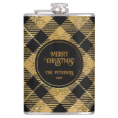 Elegante Tartan Black Gold Glitter Heupfles (Voorkant)