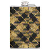 Elegante Tartan Black Gold Glitter Heupfles (Achterkant)