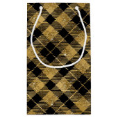 Elegante Tartan Black Gold Glitter Klein Cadeauzakje (Achterkant)