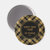 Elegante Tartan Black Gold Glitter Magneet (Voorkant / Achterkant)