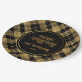 Elegante Tartan Black Gold Glitter Papieren Bordje (Gekanteld)