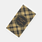 Elegante Tartan Black Gold Glitter Servet (Hoek)