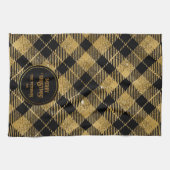 Elegante Tartan Black Gold Glitter Theedoek (Horizontaal)