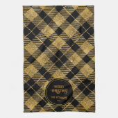 Elegante Tartan Black Gold Glitter Theedoek (Verticaal)