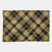Elegante Tartan Black Gold Glitter Theedoek (Horizontaal)