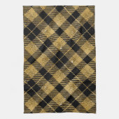 Elegante Tartan Black Gold Glitter Theedoek (Verticaal)