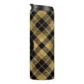 Elegante Tartan Black Gold Glitter Thermosbeker (Geroteerd rechts)