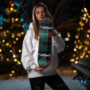 Elegante Tartan met Feestelijk Groen en Rood Plaid Persoonlijk Skateboard