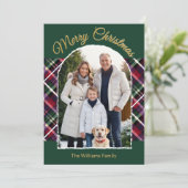 Elegante Tartan Plaid Arch Custom Foto Kerstmis Feestdagenkaart (Staand voorkant)