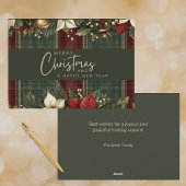 Elegante Tartan Plaid Poinsettias Vrolijk Kerstfee Feestdagenkaart