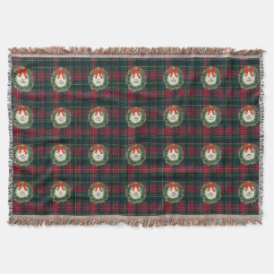 Elegante Tartan Plaid Prettig Kerstmis Familienaam Deken
