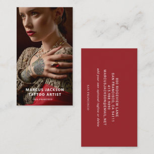 Elegante Tattoo-artiest voor foto's Visitekaartje
