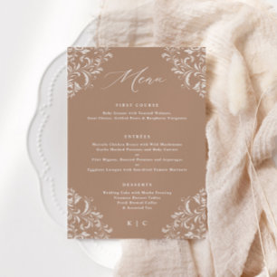 Elegante Taupe Beige Tannenkleurige Klassieke Trou Menu