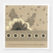 Elegante Taupe Bloem Servet (Voorkant)