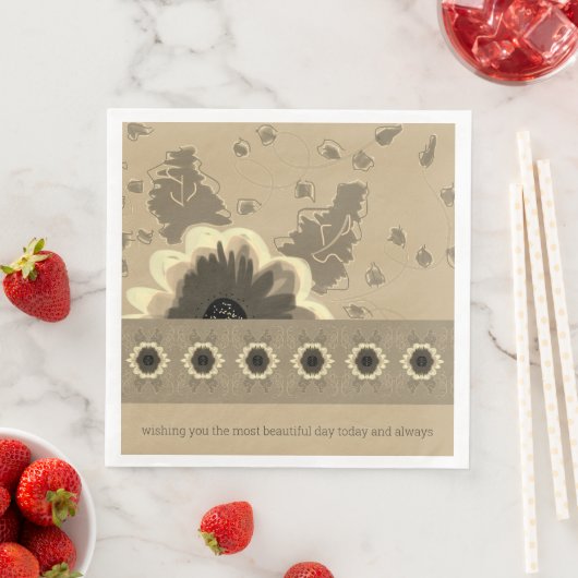 Elegante Taupe Bloem Servet (Insitu)