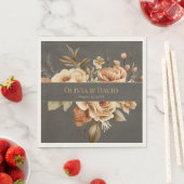 Elegante taupe bloemen bruiloft servetten (Insitu)