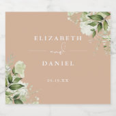 Elegante Taupe Bloemige Groene Huwelijk Bier Etiket (Enkel label)