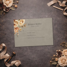 Elegante Taupe Bloemige Trouw-RSVP