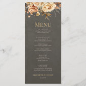 Elegante taupe bloemige trouwmenu menu (Voorkant)