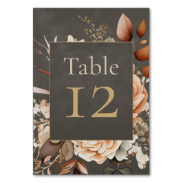 Elegante Taupe Bloemige Trouwtafel Nummer Kaart