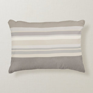 Elegante taupe crème en grijs gestreepte boerderij accent kussen