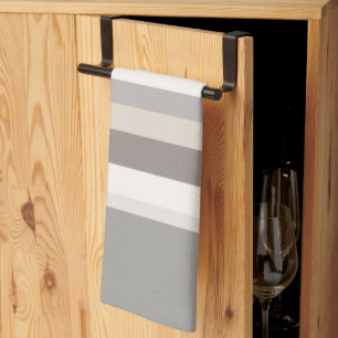 Elegante taupe crème en grijs gestreepte boerderij theedoek