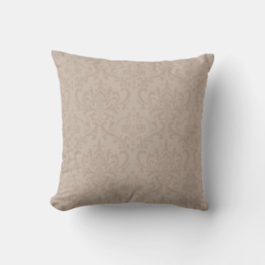 Elegante taupe damastwerpillow kussen (Voorkant)