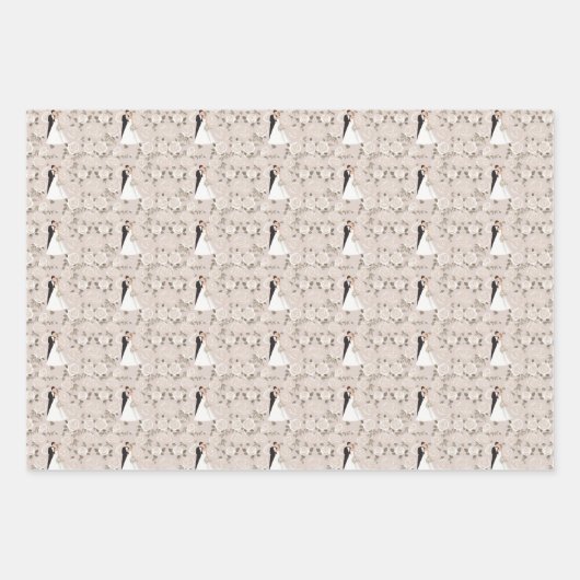 Elegante taupe en wit bruiloft inpakpapier vel (Voorkant)