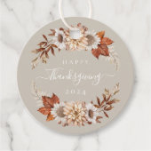 Elegante Taupe Fall laat Thanksgiving achter Bedankjes Labels (Voorkant)