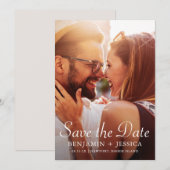 Elegante Taupe Fotobruiloft Save the Date (Voorkant / Achterkant)