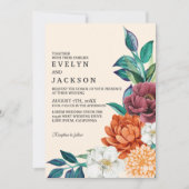 Elegante Taupe Herfst Terracotta Bloemenbruiloft Kaart (Voorkant)