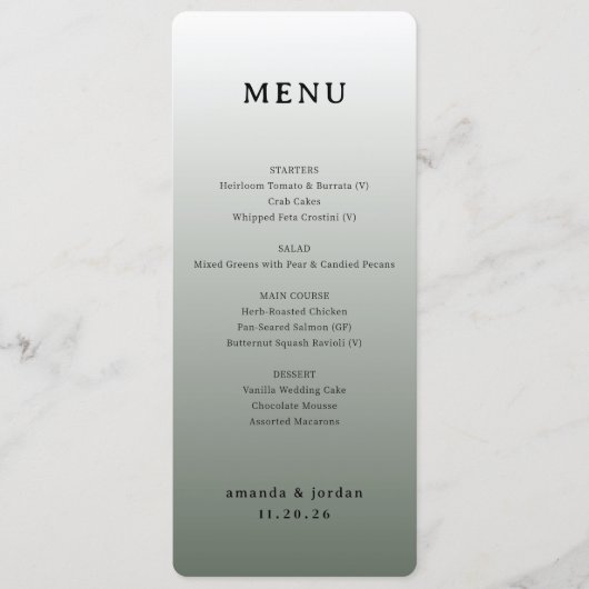 Elegante Taupe Huwelijksmenu Menu (Voorkant)