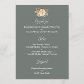 Elegante taupe met groene bloemenbruiloft menu (Achterkant)