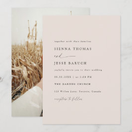 Elegante taupe moderne minimale scriptfoto kaart