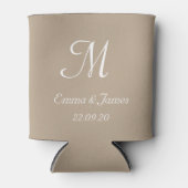 Elegante Taupe Monogram Wedding Party Favoriet Blikjeskoeler (Voorkant)