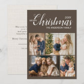 Elegante Taupe Multi Foto Kerstkaart (Voorkant / Achterkant)