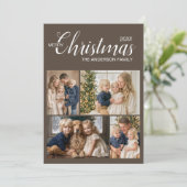 Elegante Taupe Multi Foto Kerstkaart (Staand voorkant)
