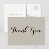 Elegante Taupe Nepgoud Script Bruiloft Bedankt Briefkaart (Voorkant / Achterkant)