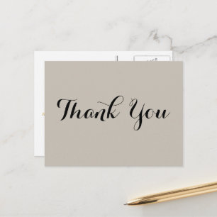 Elegante Taupe Nepgoud Script Bruiloft Bedankt Briefkaart