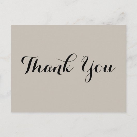 Elegante Taupe Nepgoud Script Bruiloft Bedankt Briefkaart (Voorkant)