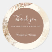 elegante taupe Neutral Pampas Grass Ronde Sticker (Voorkant)