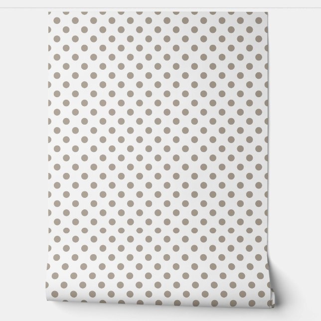 Elegante taupe polka stippen behang (Afrollen)