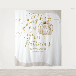 Elegante Taupe Pompoen Herfst Baby Shower Achtergr Wandkleed